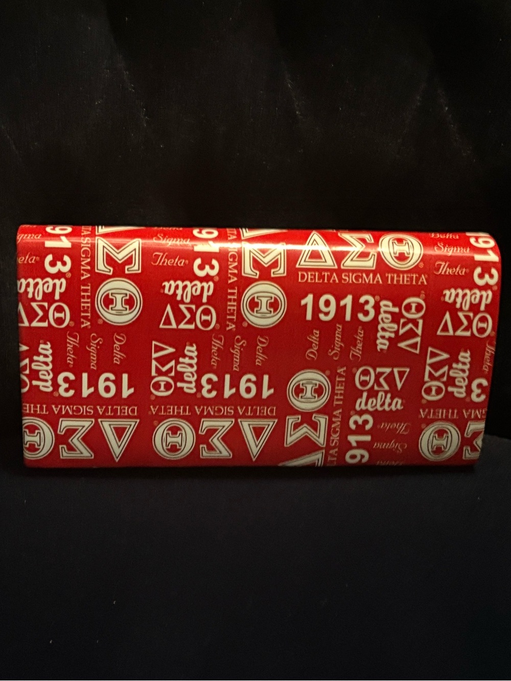 Delta Sigma Theta Red Logo Crossbody Clutch with Silver Chain - Picture 4 of 5